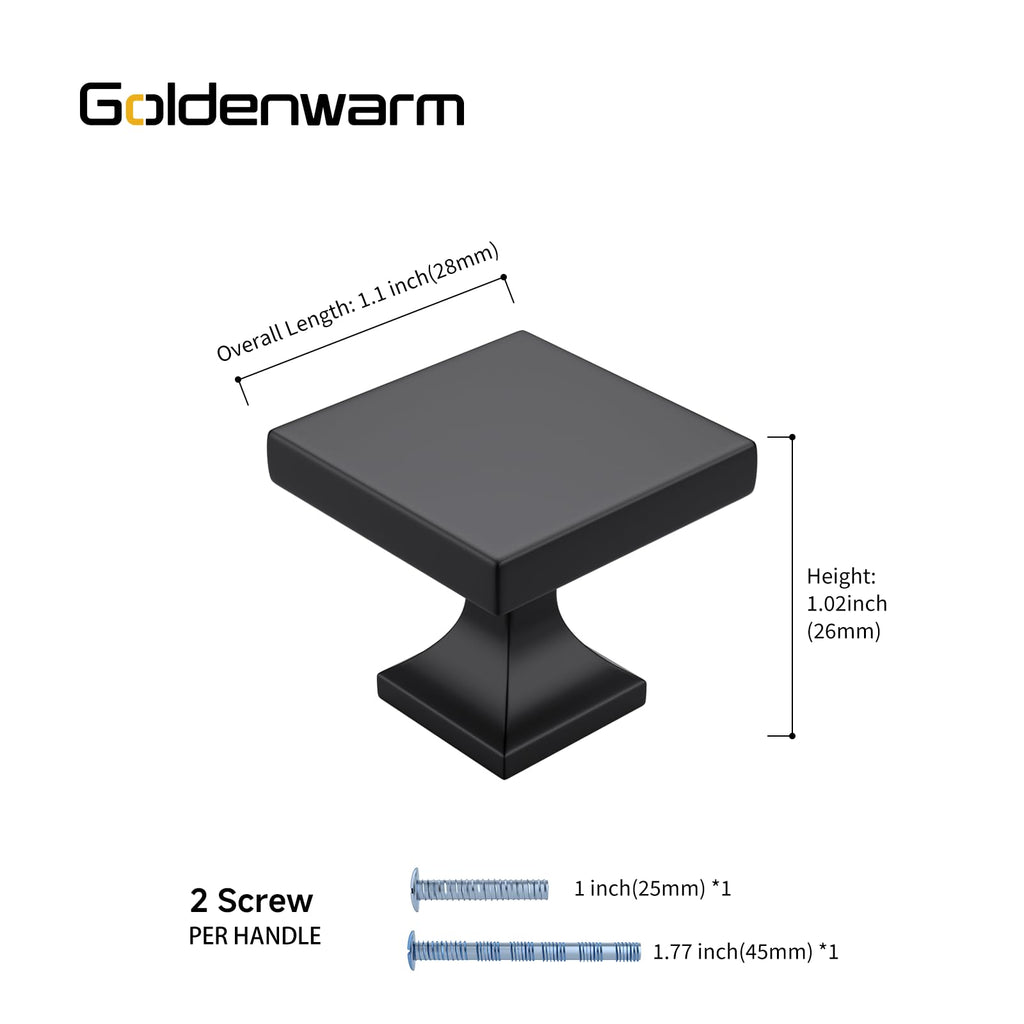 goldenwarm 5 Pack Black Cabinet Knobs Kitchen Drawer Knobs - Cabinet Hardware Black Cupboard Knobs Black Kitchen Cabinet Hardware Matte Black Drawer Knobs Bathroom Drawer Knobs
