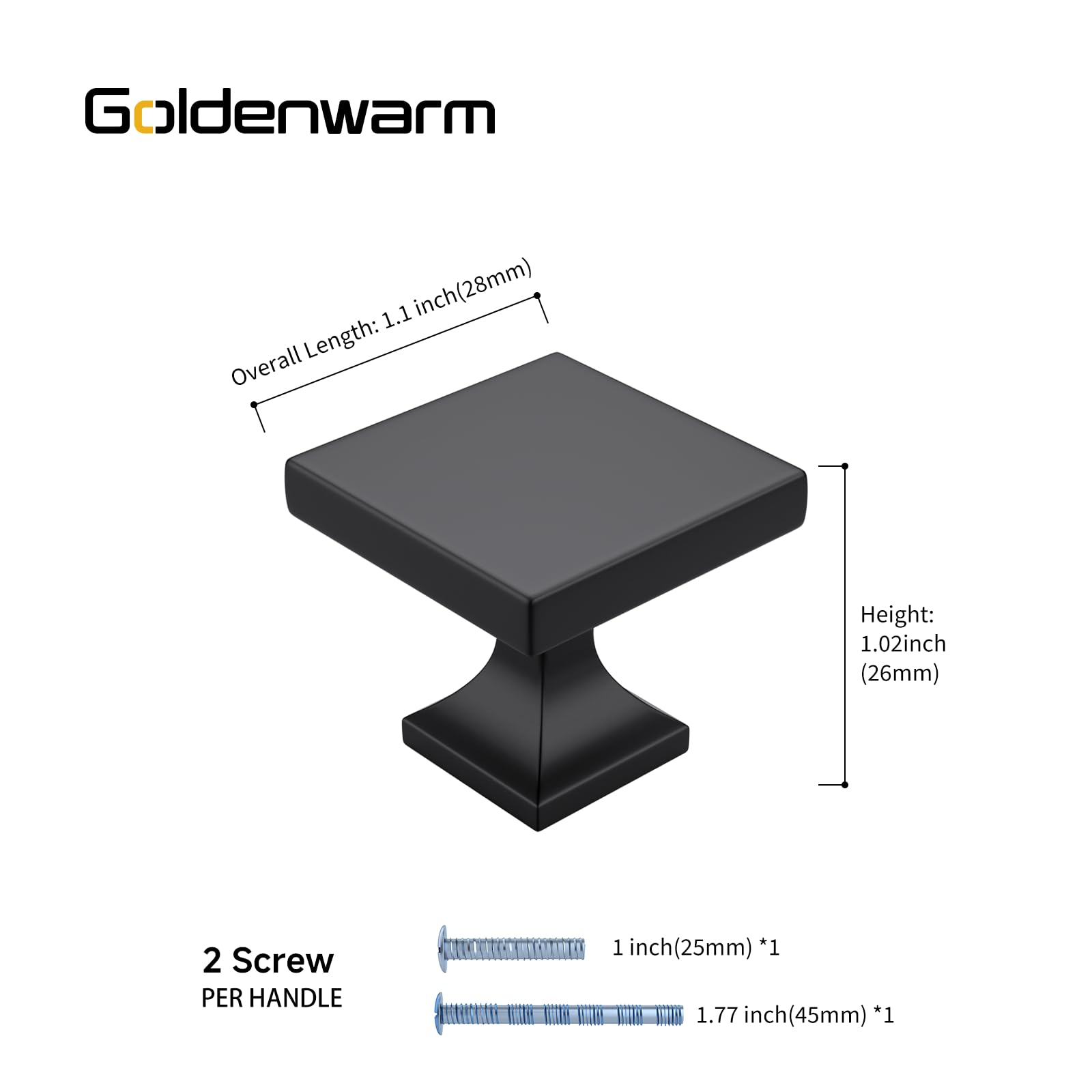 goldenwarm 5 Pack Black Cabinet Knobs Kitchen Drawer Knobs - Cabinet Hardware Black Cupboard Knobs Black Kitchen Cabinet Hardware Matte Black Drawer Knobs Bathroom Drawer Knobs