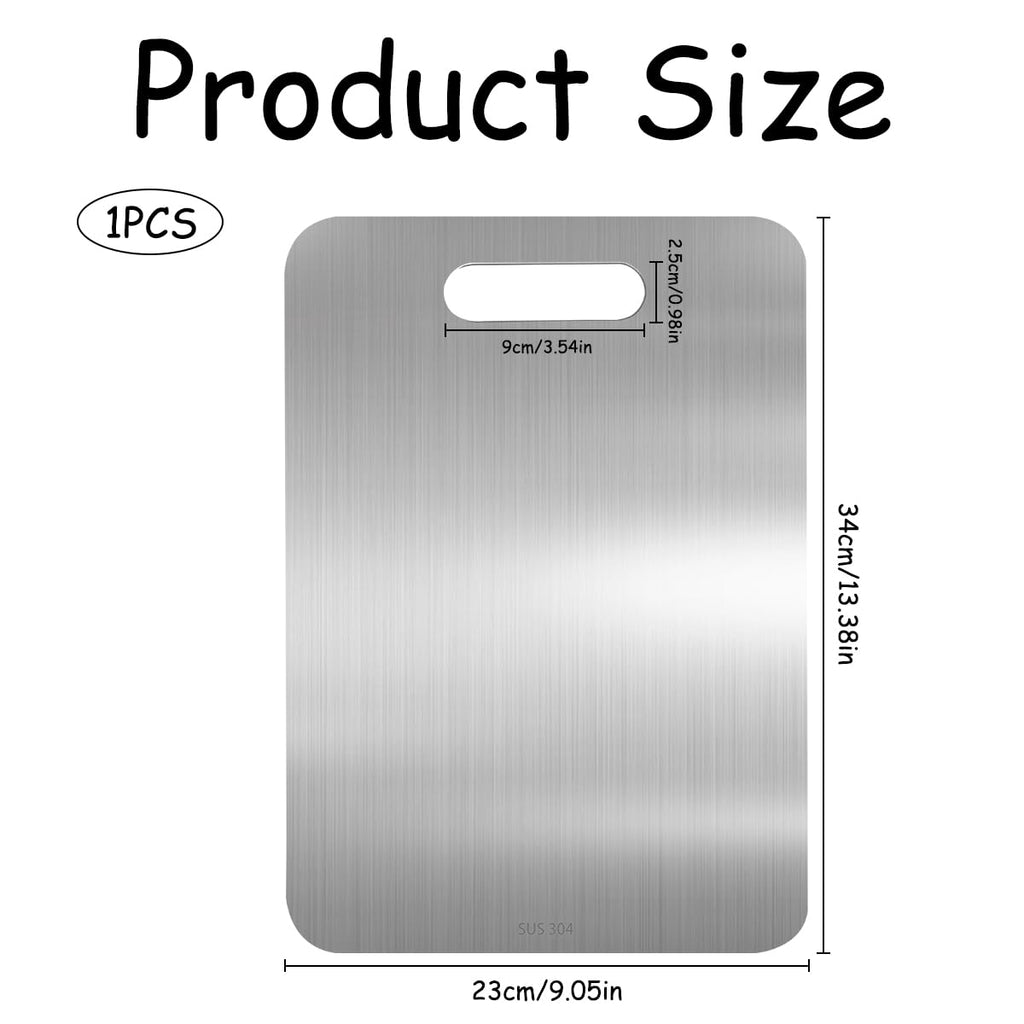 304 Stainless Steel Cutting Board, Double-Sided Stainless Steel Chopping Board for Kitchen Dishwasher Safe Ideal Food Grade Cutting Boards for Cutting Meats Fruit & Vegetable(13.3 * 9.1 in)