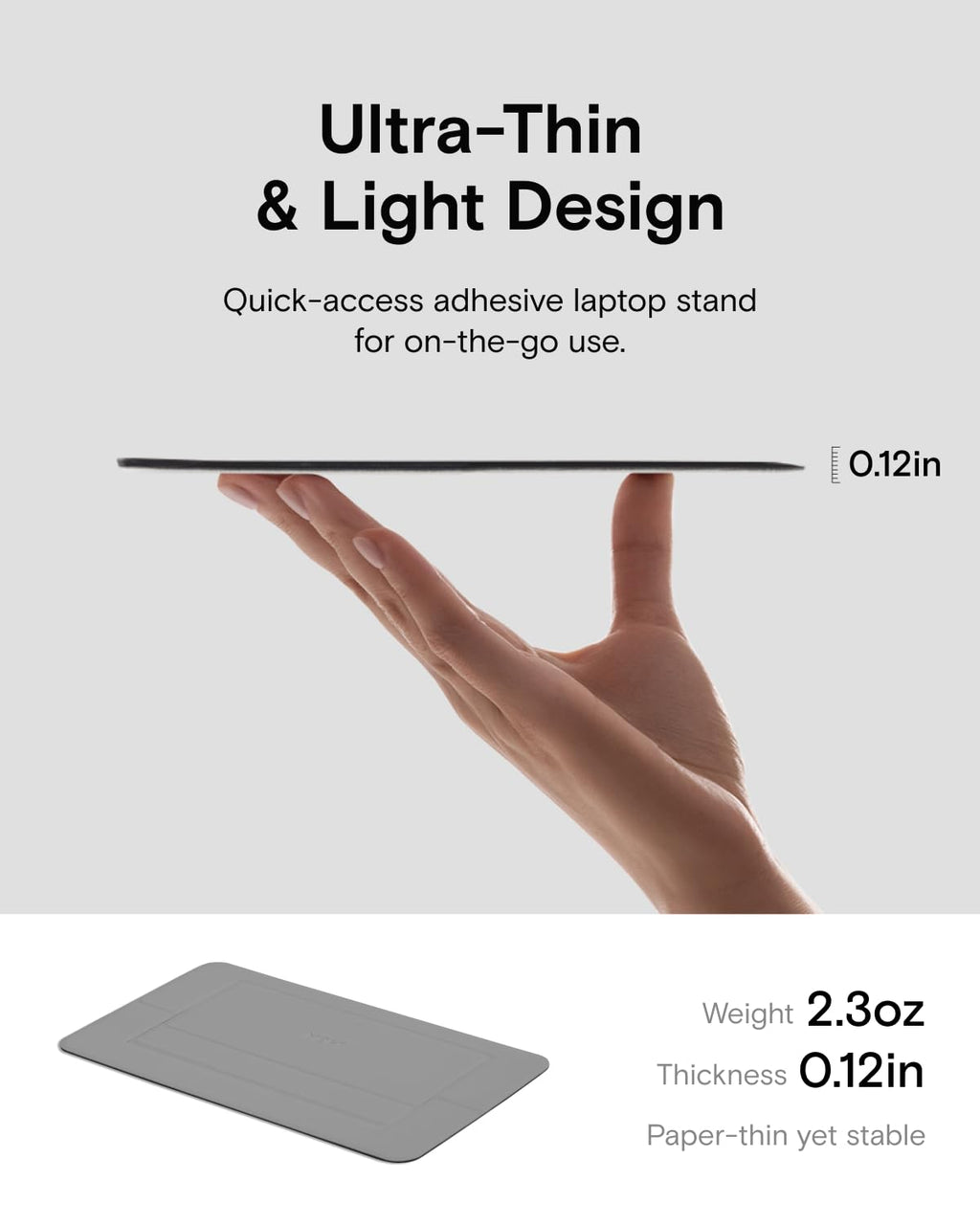 MOFT Laptop Stand for Desk, Adhesive Airflow Laptop Cooling Stand for Heat Dissipation with 2 Adjustable Viewing Angles, Foldable&Portable Computer Stand Compatible with Laptops 11.6"-16", Cool Gray