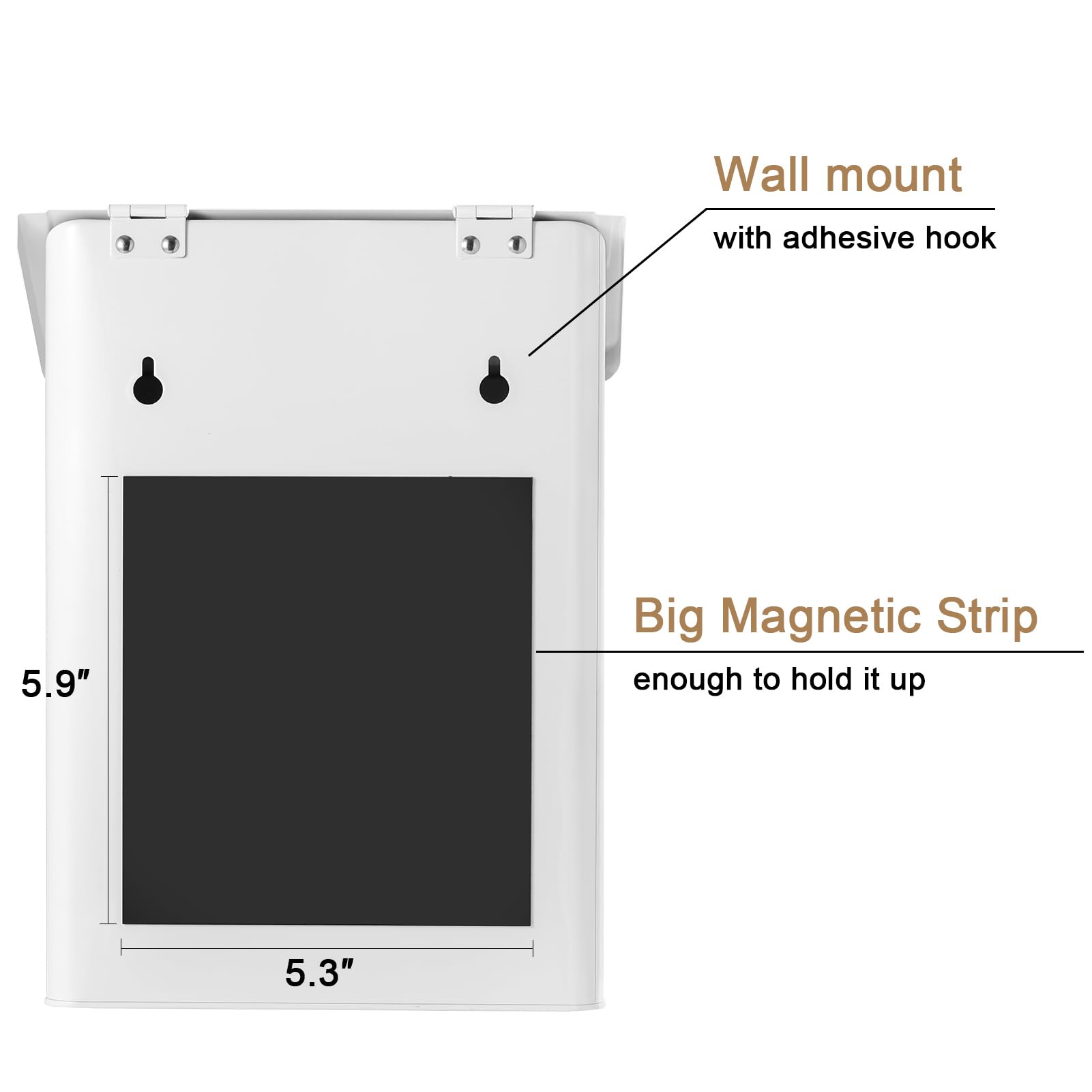 SUBEKYU Metal Magnetic Lint Bin for Laundry Room, Wall Mounted Lint Box Holder Trash Can with Lid for Dryer (White)
