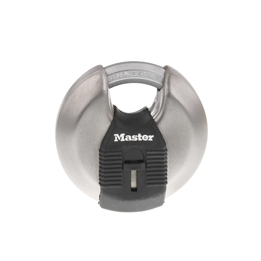 Magnum M50XKADCCSEN Stainless Steel Discus Padlock, Shrouded Shackle 3-1/8-Inch Body, 7/16-Inch Shackle