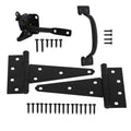 HOME MASTER HARDWARE 6" Gate Tee Hinge, Latch and Pull Set Gate Hardware Kit with Screws for Outdoor Fence Swing Gate Black Finish