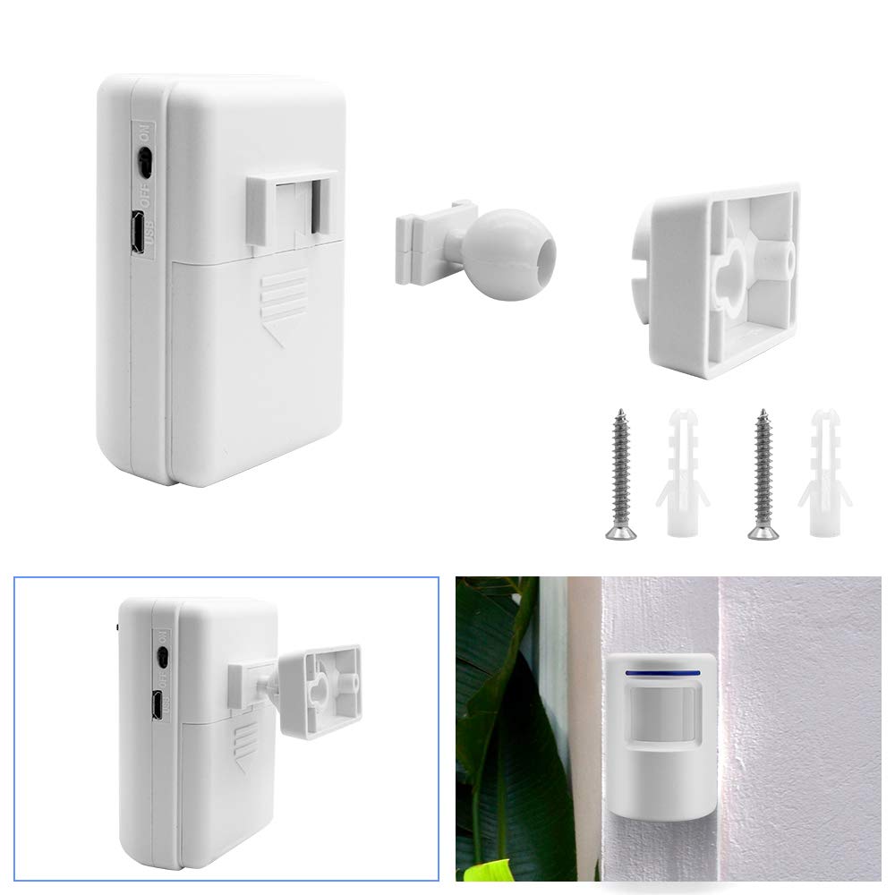 Motion Sensor Door Chime Alarm - Driveway Alarm Wireless Doorbell Visitor Business Door Bell Chime with 1 Plug-in Receiver and 1 PIR Motion Sensor Detector - Weatherproof Home Security Alert Kit