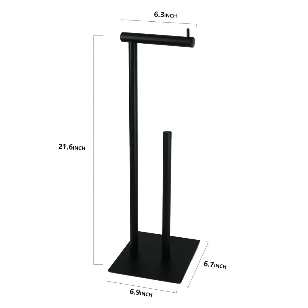 Toilet Paper Stand Black, Toilet Tissue Roll Holder Free Standing, Bath Toilet Paper Roll Standing Dispenser with Reserve, Toilet Tissue Organizer Stand with Heavy Base for Bathroom Washroom Lavatory