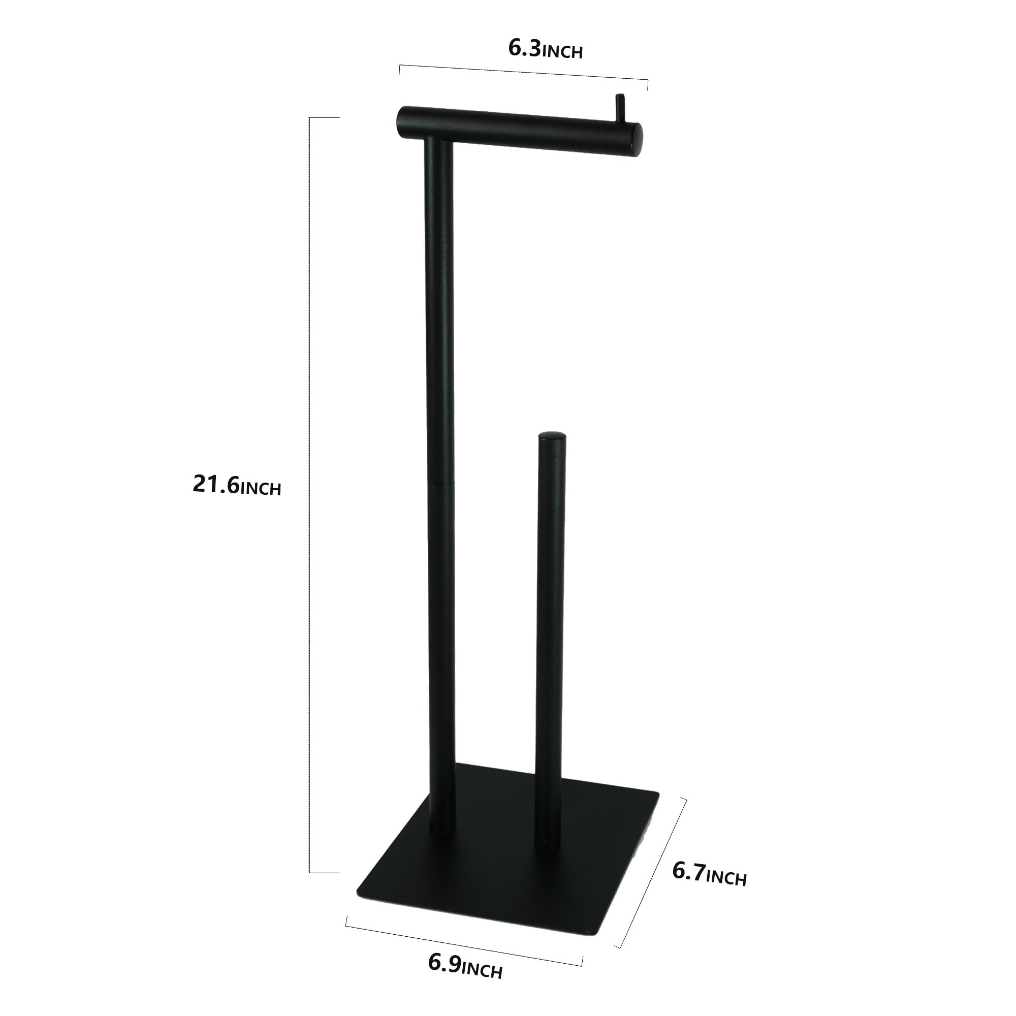 Toilet Paper Stand Black, Toilet Tissue Roll Holder Free Standing, Bath Toilet Paper Roll Standing Dispenser with Reserve, Toilet Tissue Organizer Stand with Heavy Base for Bathroom Washroom Lavatory