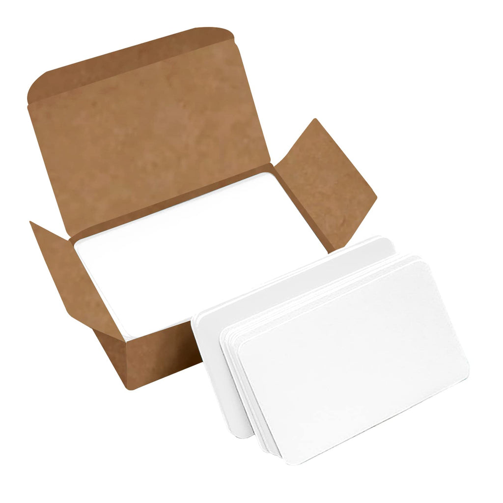 VANRA 300 Small Blank Index Cards Color Cardstock Study Flash Cards, 3.5x2 inches, Unruled with Rounded Corners (White, 300/Pack)