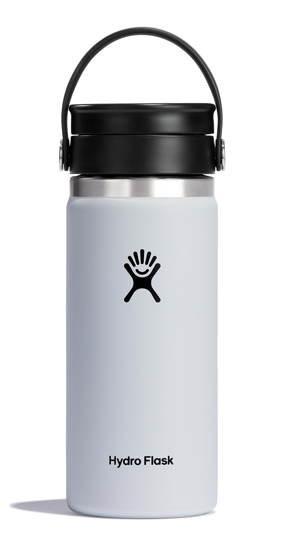 Hydro Flask 16 Oz Stainless Steel Wide Mouth Hot Water Bottle with Leakproof Flex Sip Lid, White