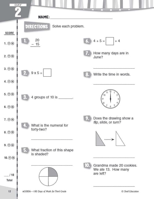 180 Days™: Math for Third Grade: Practice, Assess, Diagnose