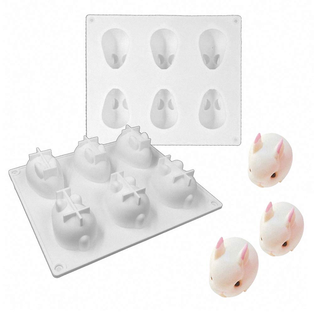 2Pcs Small Size 3D Rabbit Silicone Mousse Molds Easter Bunny Cake Baking Mold Rabbit Jello Pudding Ice Cube Trays Soap Candle Lotion Bar Plaster Molds