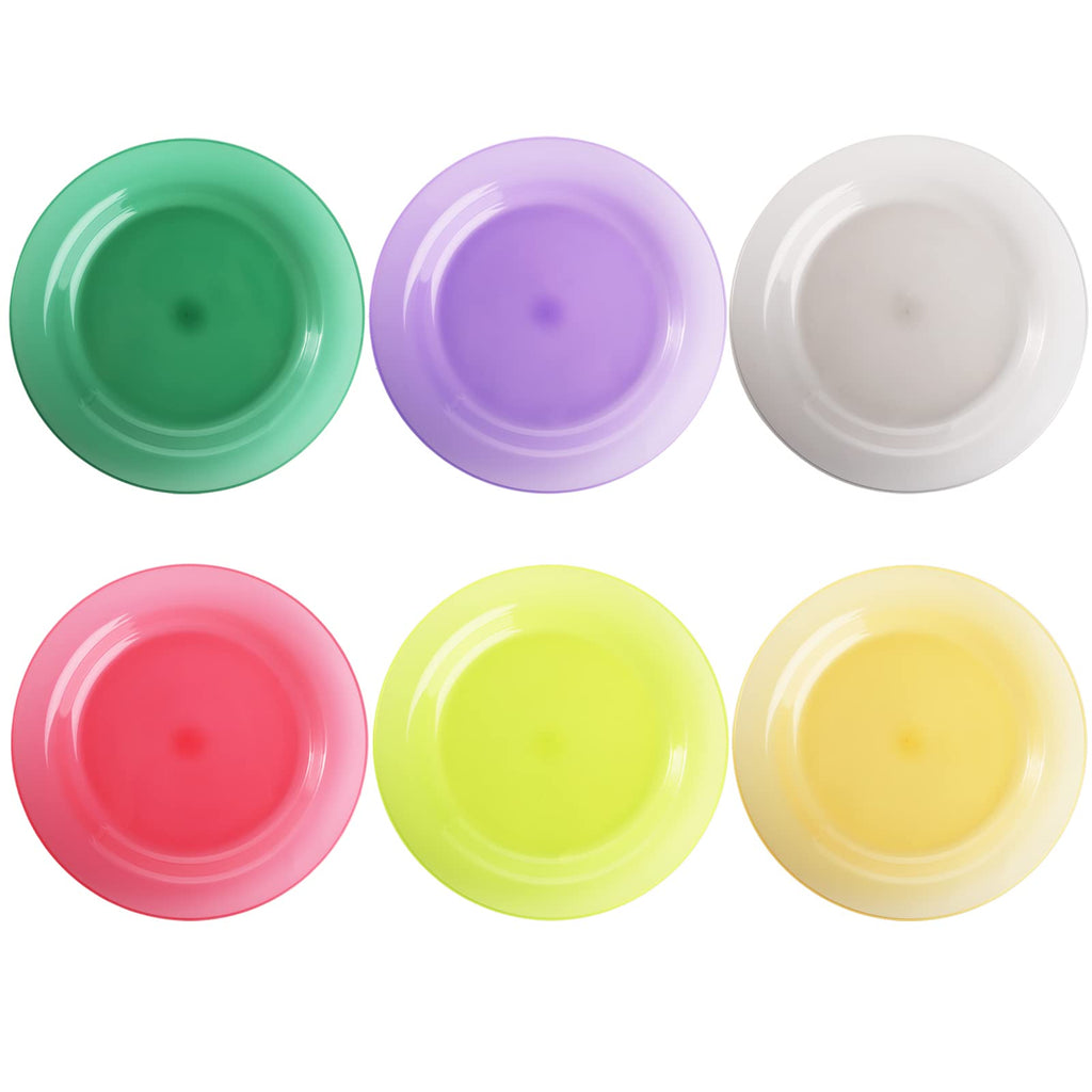 Cedilis 30 Pack Reusable Plastic Plates, 10 Inch Unbreakable Lightweight Dinner Plates, 6 Mixed Colours Round Plate for Parties, Picnics, BBQ, Weddings and Daily Use, Dishwasher Safe