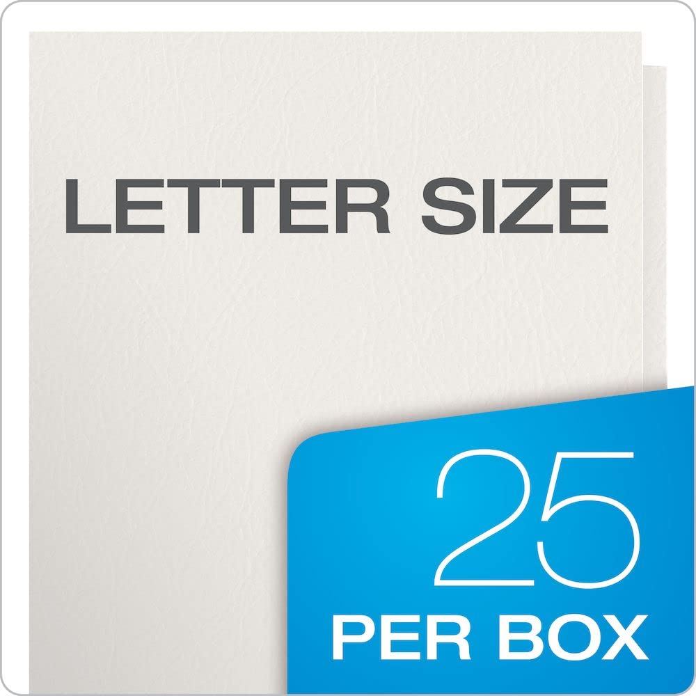 Oxford Twin-Pocket Folders, Textured Paper, Letter Size, White, Holds 100 Sheets, Box of 25 (57504)