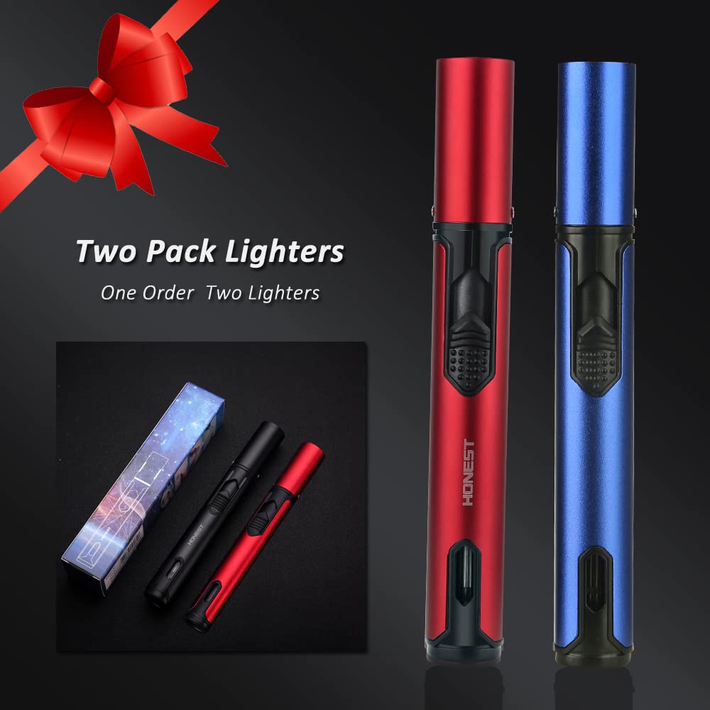 PROMISE Jet Torch Lighter, Power Flame Adjustable Butane Refillable Lighter Candle Lighter Outerdoor (Blue+Red)