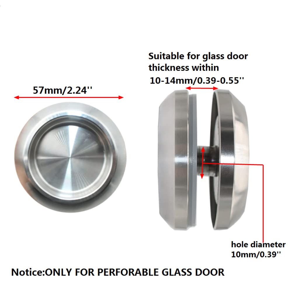 DEEKOUDT Stainless Steel Shower Glass Door Sliding Knob Bathroom Round Back-to-Back Handle Pull Pack of 2, Shower Screen Knob Suitable for Glass Door Thickness Within 10-14mm/0.39"-0.55"
