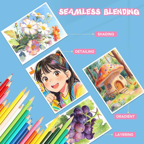 Ugmic 72 Coloring Pencils Set - Coloured Pencils for Adults Professional Colour Mixing Painting and Sketches, Soft Wax-Based Wooden Coloured Pencils Perfect for Students Children Colouring Books