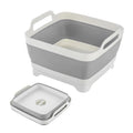 NIKONIKO Collapsible Sink, 9L Portable Wash Basin with Handle and Drain Plug, Grey