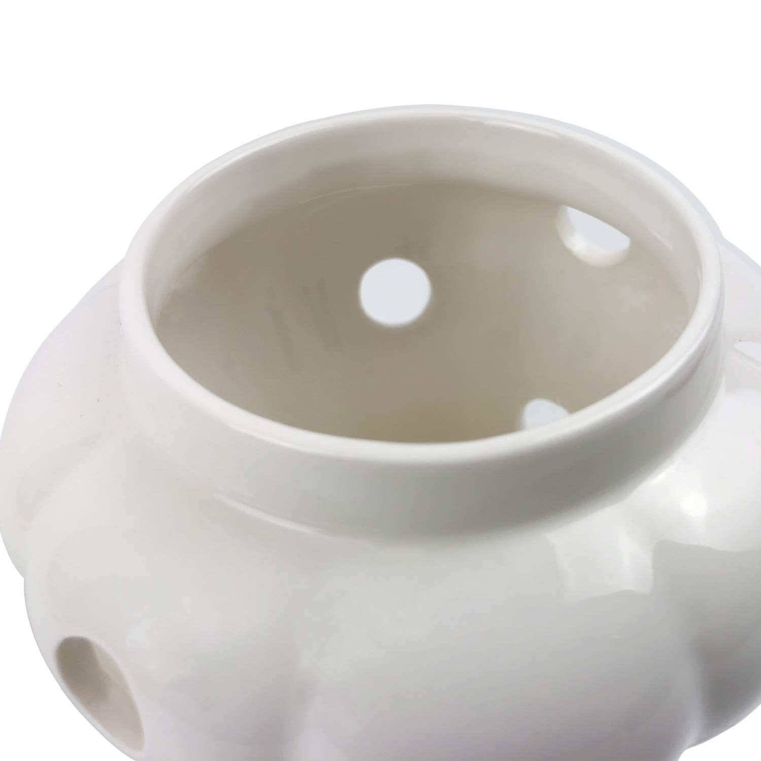 MAYMII·HOME 550ml 4.3x4.3x3.6(In) White Garlic Ginger Keeper Vented Ceramic Storage Container White Stoneware with Bamboo Lid