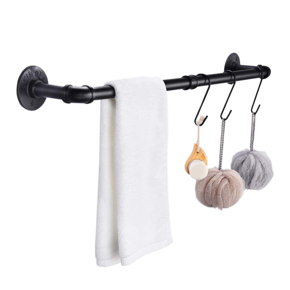 Towel Bar for Bathroom, Black Towel Bar Wall Mounted, Heavy Duty Bath Towel Bars, Rustic Iron Bath Towel Rack Bathroom Hardware, 33.4 inch