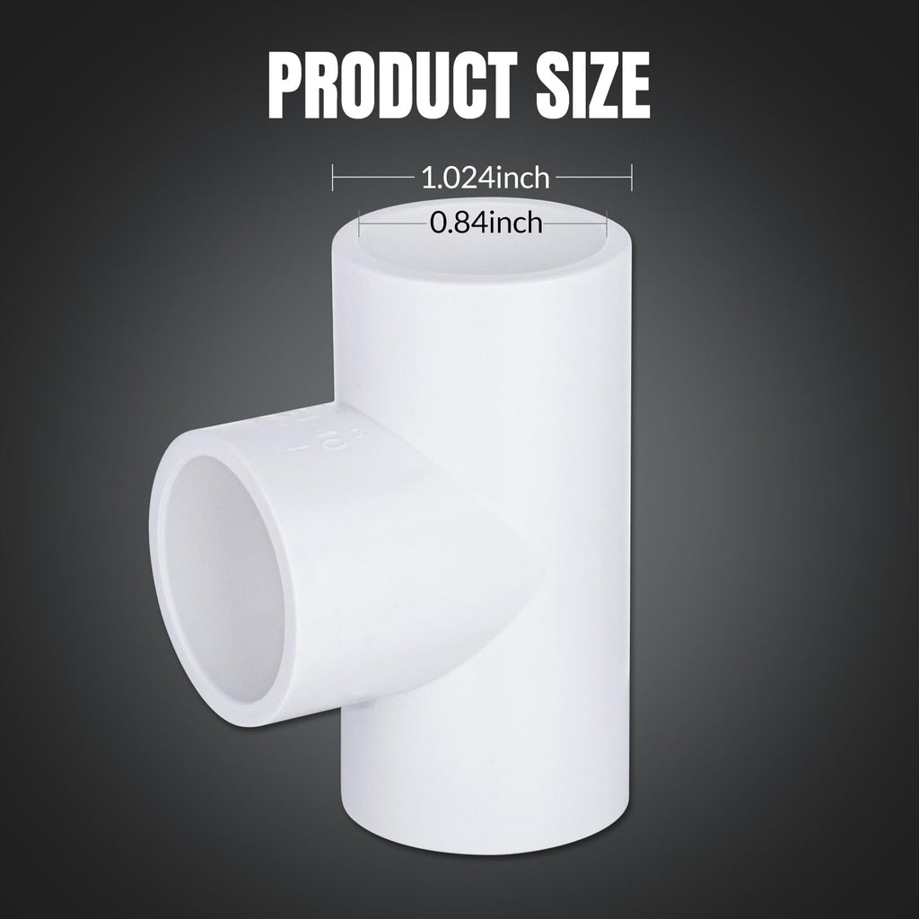 20-Packs 1/2 inch Tee PVC Fitting 3 Way Furniture Grade Pipe Elbow Connector for DIY PVC Shelf Greenhouse Pipe Fittings