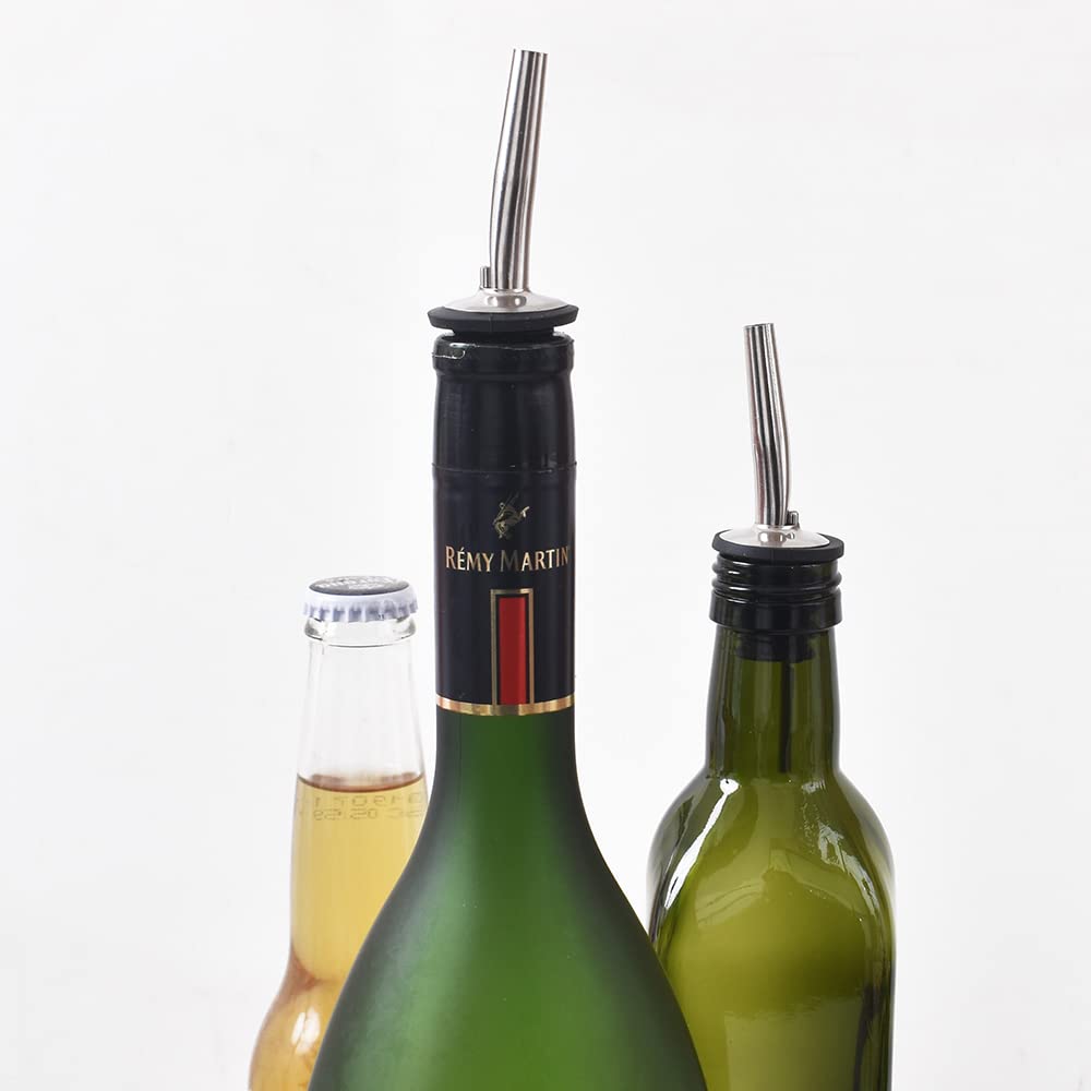 Newk Stainless Steel Pourers - 24 Packs of Classic Bottle Pourers with Conical Spout and Rubber Stoppers, Suitable for Pouring Liqueurs, Vinegar, Syrup or Olive Oils