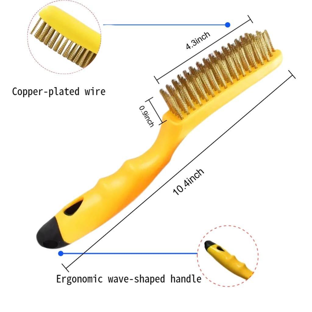 Heavy-Duty Hand Wire Brush 2-Pack, Industrial Carbon Steel Wire Brushes for Rust Removal, Weld Cleaning & Metal Surface Preparation