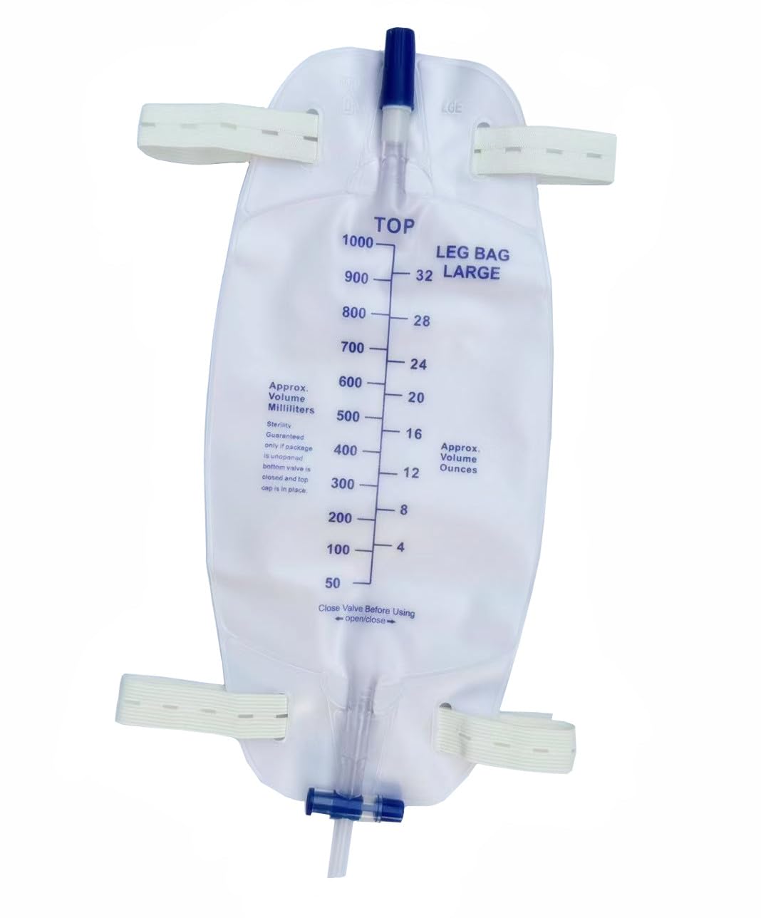 Lifevv 3 Pack Easy-Tap Leg Bag, Urinary Drainage Bag, 32 oz Anti-Reflux Valve, Cloth Straps