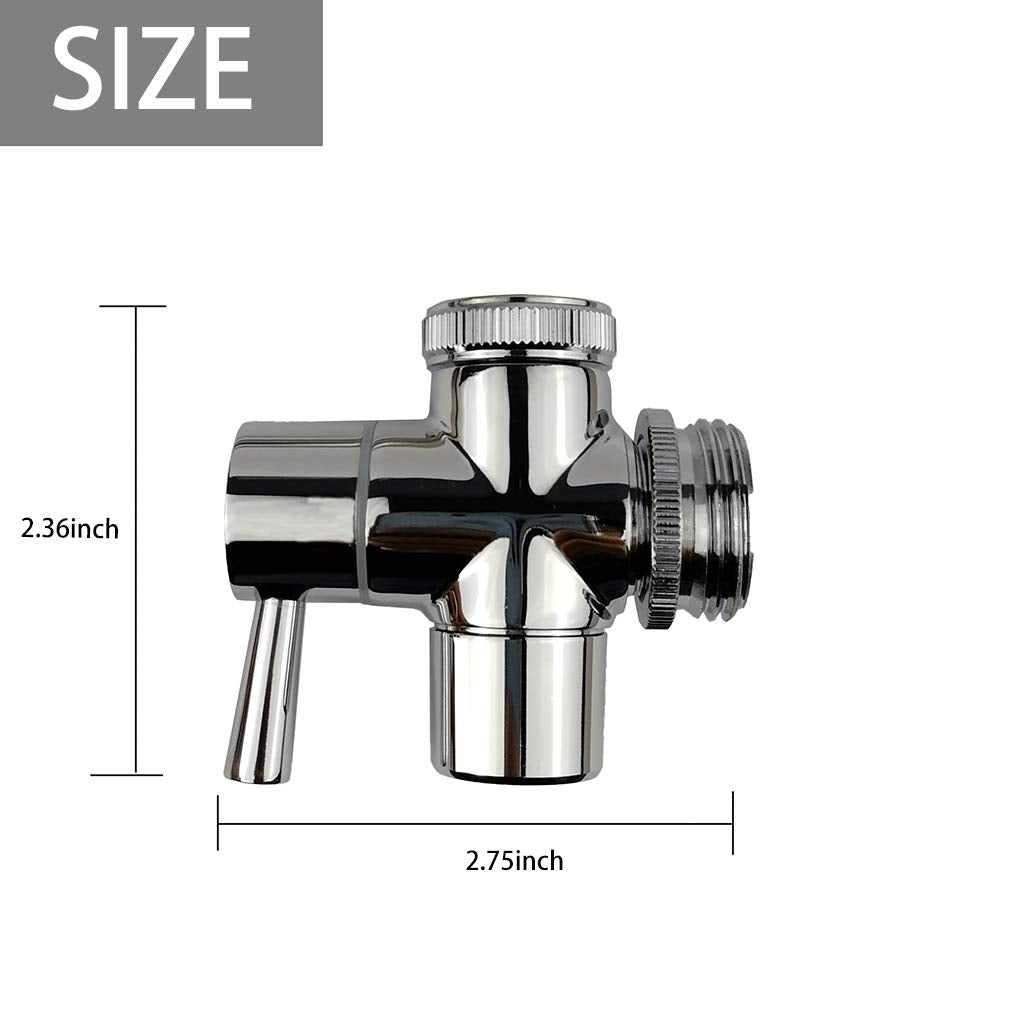 All Brass Faucet Diverter Valve with Aerator, Sink to Garden Hose Diverter Adapter, for Bathroom/Kitchen Sink Faucet Connection Portable Washing Machine/Dishwasher (G1/2 * 3/4", Chrome)