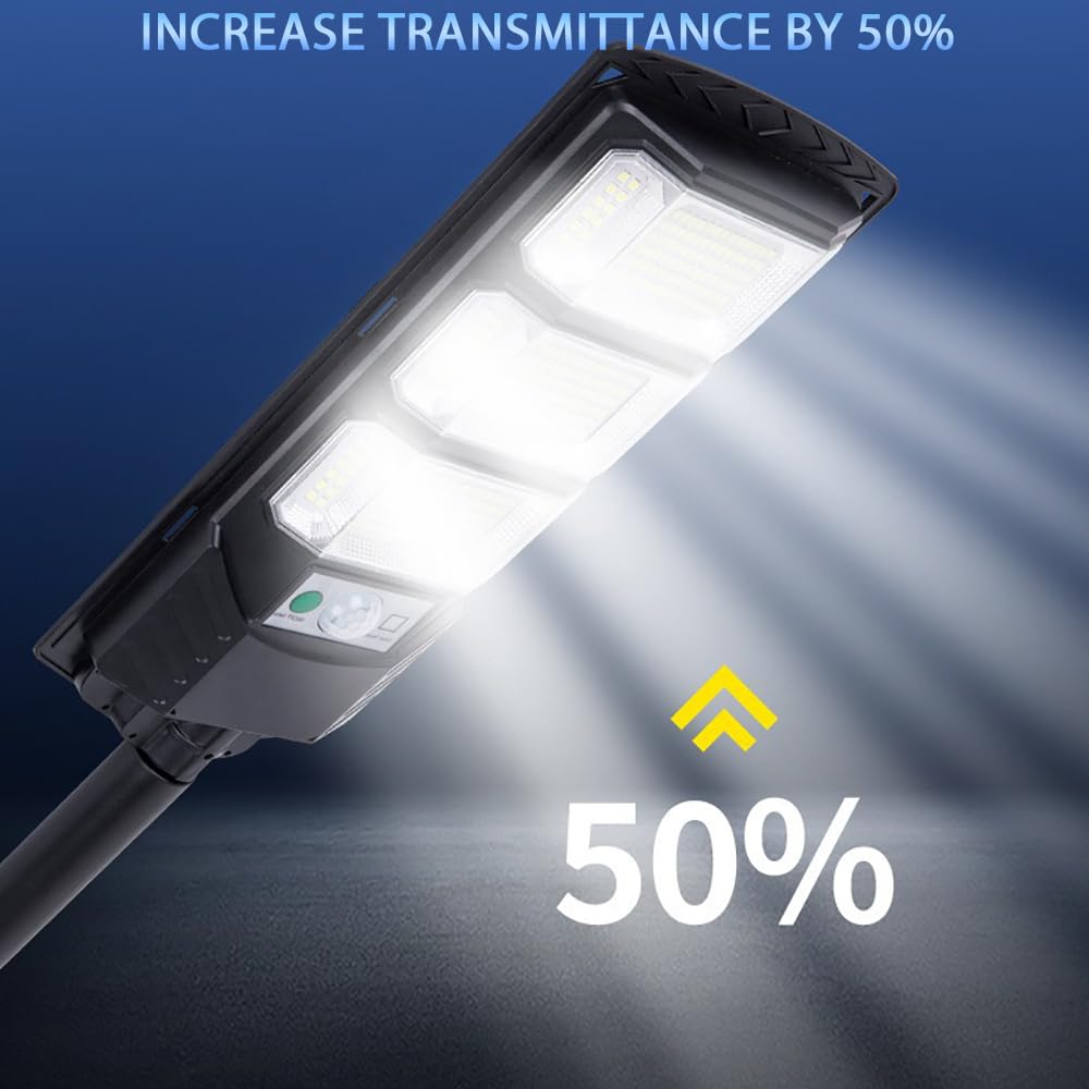 Solar Powered LED Street Light Outdoor Flood Lamp Waterproof Motion Sensor with Remote Control for Courts, Yards, Barns, Gardens, Docks, Factories