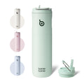 Bottle Bottle Insulated Water Bottle 24oz with Straw Lid and Handle for Sports Travel Gym Stainless Steel Water Bottles Double-Wall Vacuum Metal Bottles Leak Proof BPA-Free (Light Green)