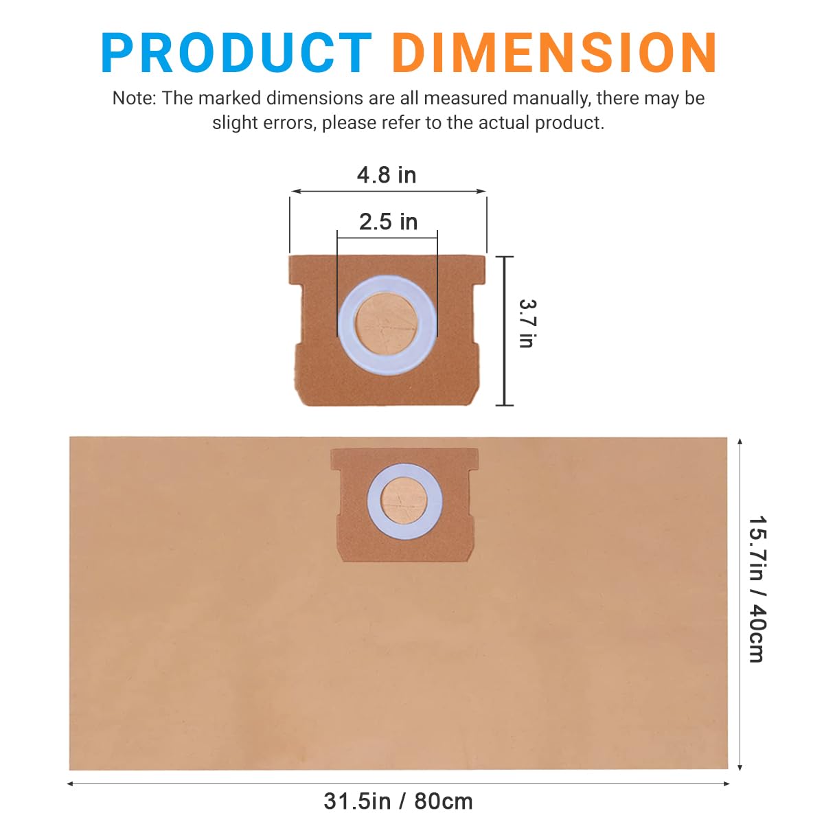 5 Pack DXVA19-4101 Disposable Dust Filter Bags Replacement for DEWALT Shop Vac 6-10 Gallon Wet/Dry Vacuum Models: DXV06P, DXV09P, DXV10P, DXV10S, DXV10SA