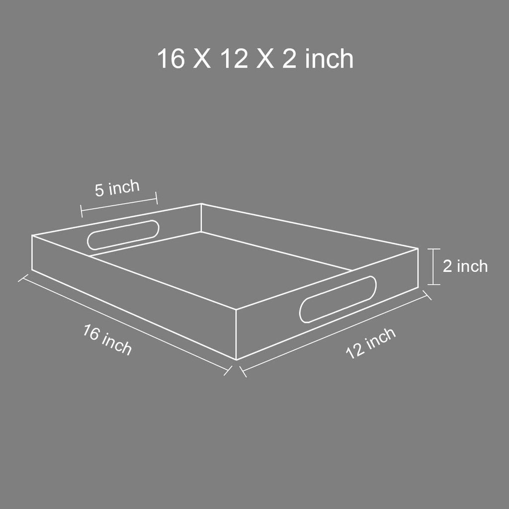 NIUBEE Clear Serving Tray 12"x16" -Spill Proof- Acrylic Decorative Tray Organiser for Ottoman Coffee Table Countertop with Handles