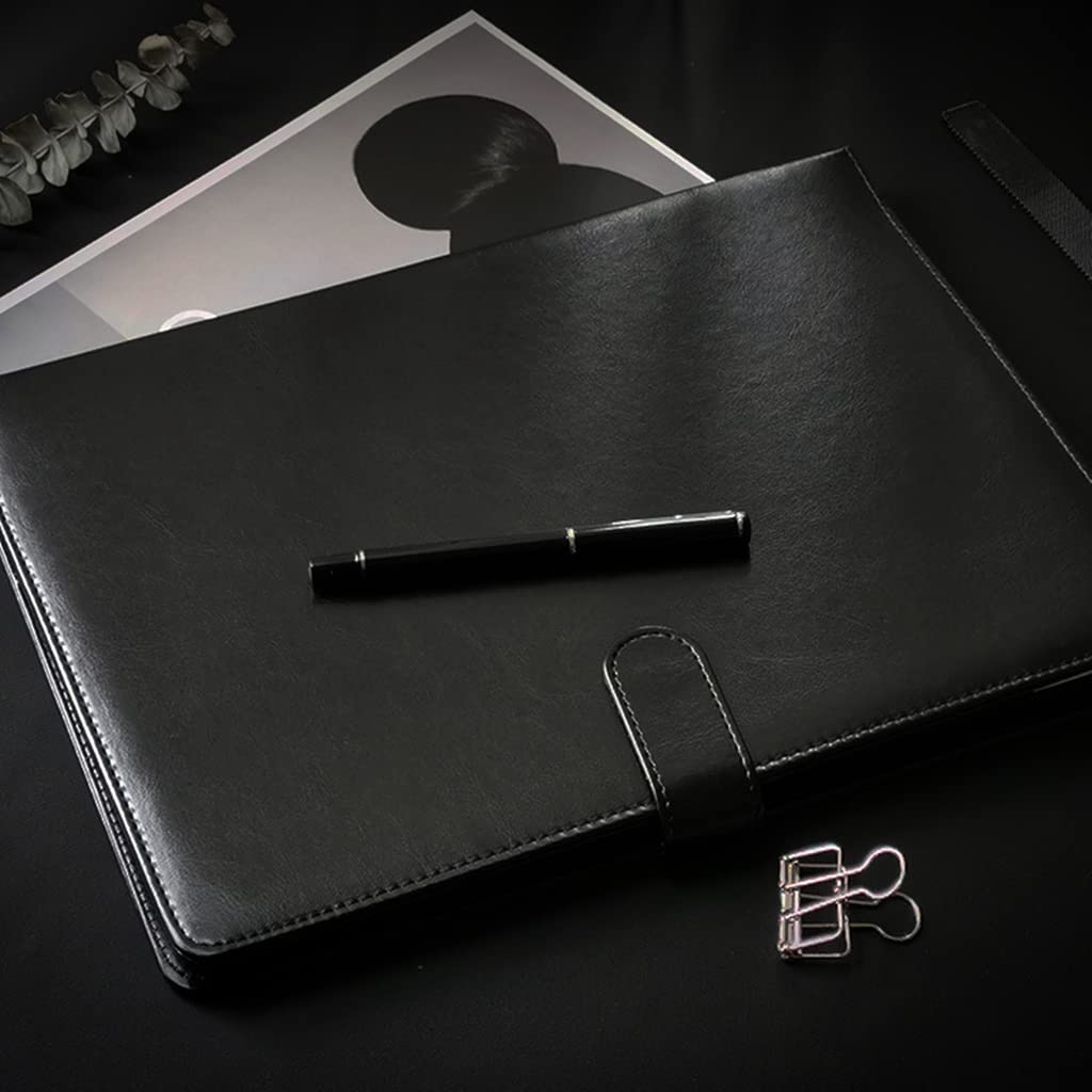 Business Portfolio Leather Padfolio Organizer, A4 Magnetic Multifunctional Business Portfolio Folder with Clipboard, Card Holders Pockets, Notepad Document Binder for Women Men