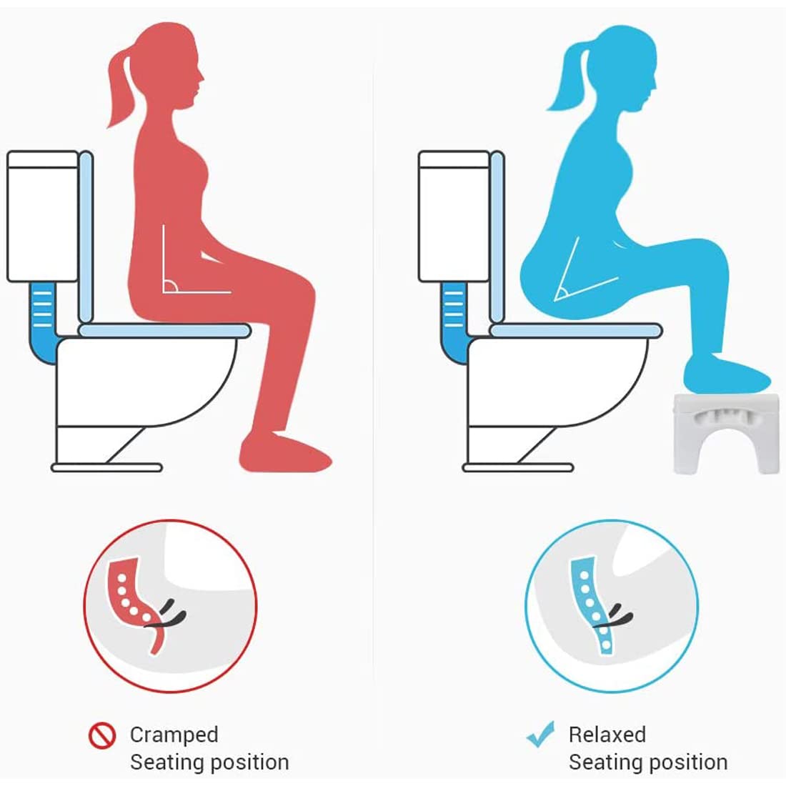 Folding Toilet Stool, Potty Step Stool, Bathroom, Foldable Poop Stool Poop Stool | Bathroom Accessories for All Ages | Sitting Posture Foot Stool, White