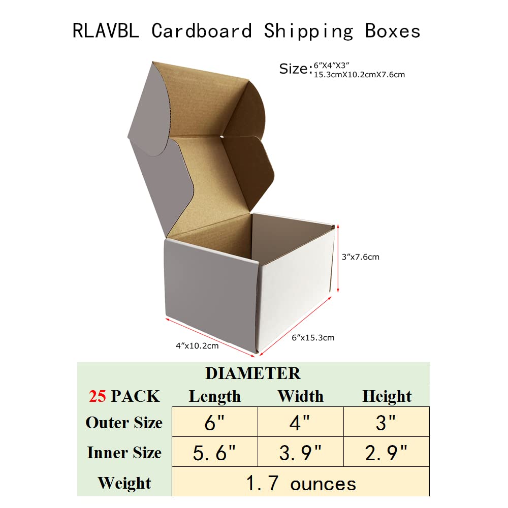 Small Shipping Boxes 6X4X3 White Corrugated Mailer 25 Pack