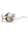 Mengico 1 Pack Satin Nickel Interior Passage Door Knobs, Keyless Door Handle for Hallway & Closet, Wave Style Non-Locking Door Lever Reversible for Left & Right Handed