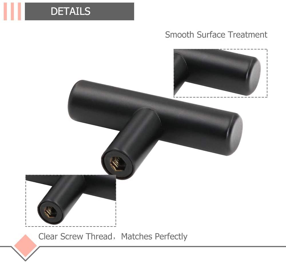 homdiy 15 Pack Black Cabinet Knobs Black Drawer Knobs, Stainless Steel Kitchen Cabinet Knobs Cupboard Knobs 2in Overall Length