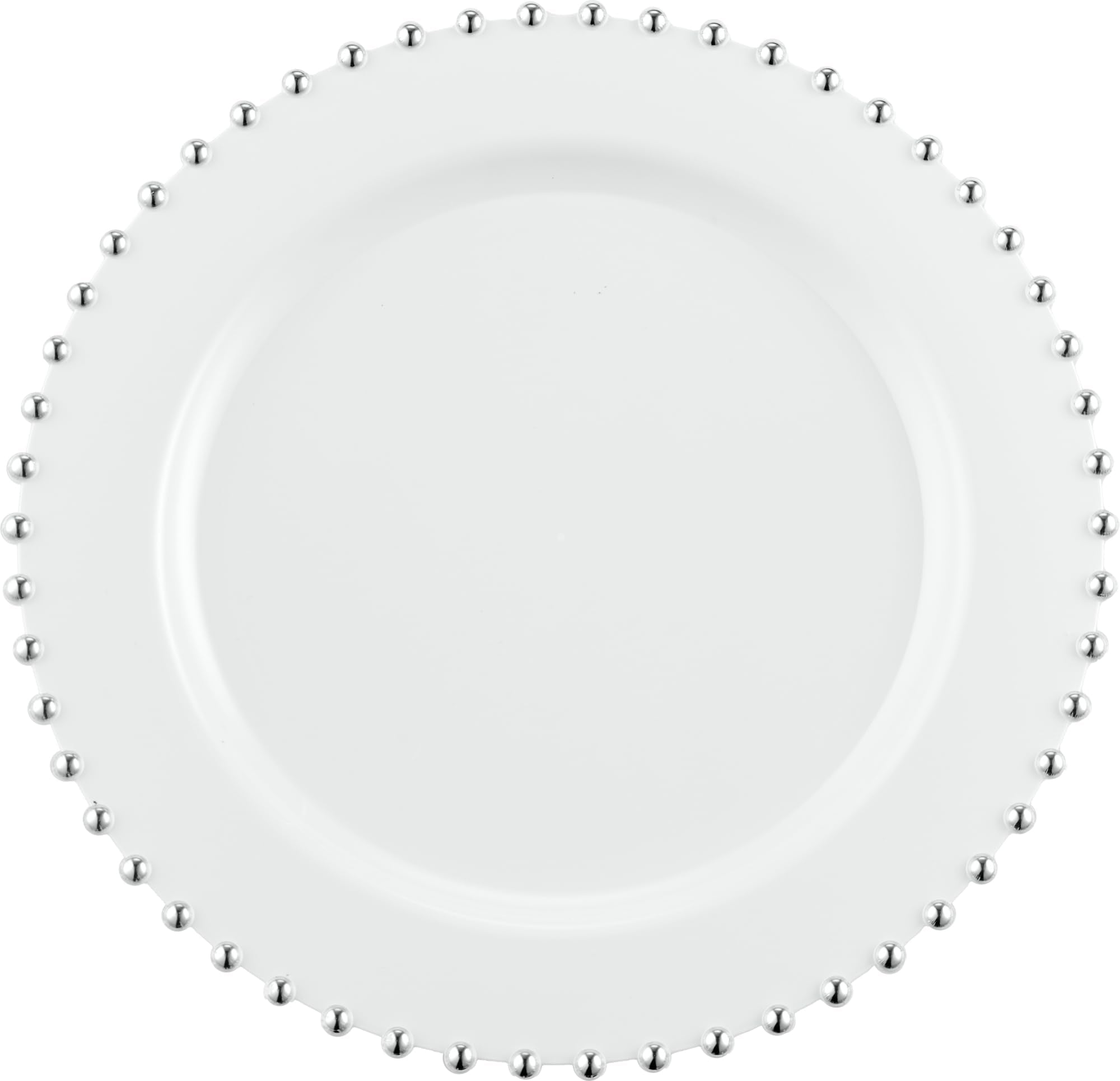 PLASTICPRO 32 Piece Combo Plastic Dinner Plates Disposable Plastic Fancy Heavy Duty Party Dishes 7 inch and 10 inch, White and Silver Beaded
