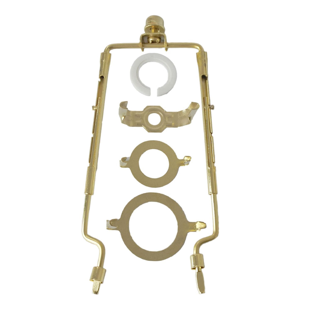 LISSION Lamp Shade Harp Holder, Adjustable Lampshade Adapter Height 7 8 9 10 inch, with Standard Saddle, E14 E26 E27 Adapter Base UNO Fitter Adapter Converter Finial Set, Golden Color