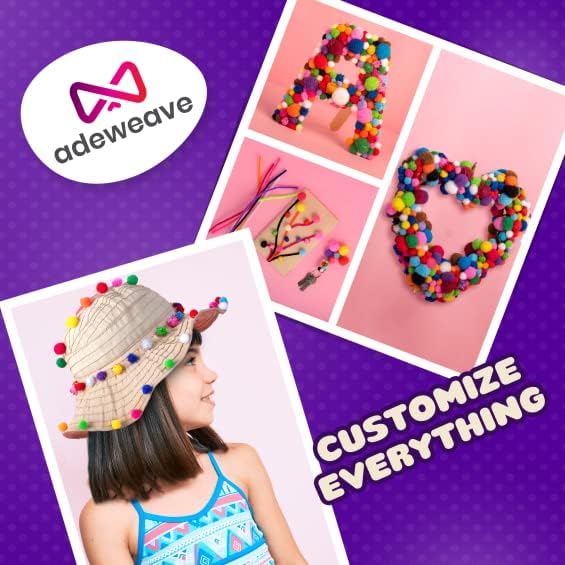 Adeweave 1000 Assorted Craft pom poms – Multicolor bulk pom poms Arts and Crafts, Pompoms for Crafts In Assorted size- Soft and Fluffy Puff Balls, Large colored cotton balls for home and school