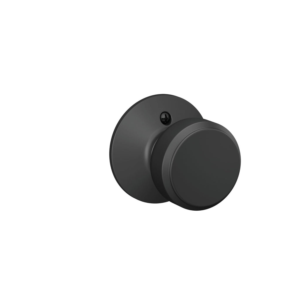 Schlage F170 BWE 622 Bowery Door Knob with Standard Trim, One-Sided Non-Turning Dummy Handle, Matte Black