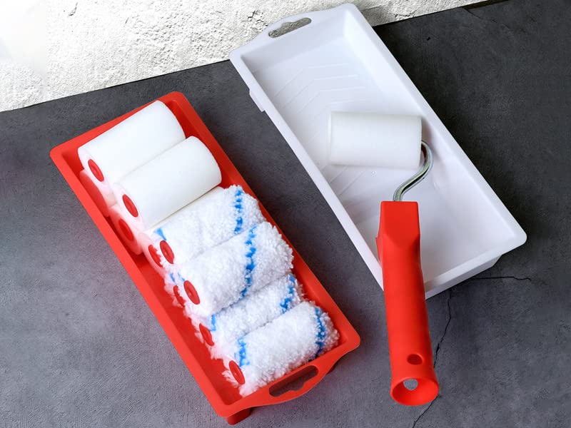 PinStone 2 inch Paint Roller Kit, 16pcs Small Paint Roller Tray Set with High-Density Foam and Microfiber Covers, Mini Paint Rollers for Walls, Cabinets, Craft, Touch-up