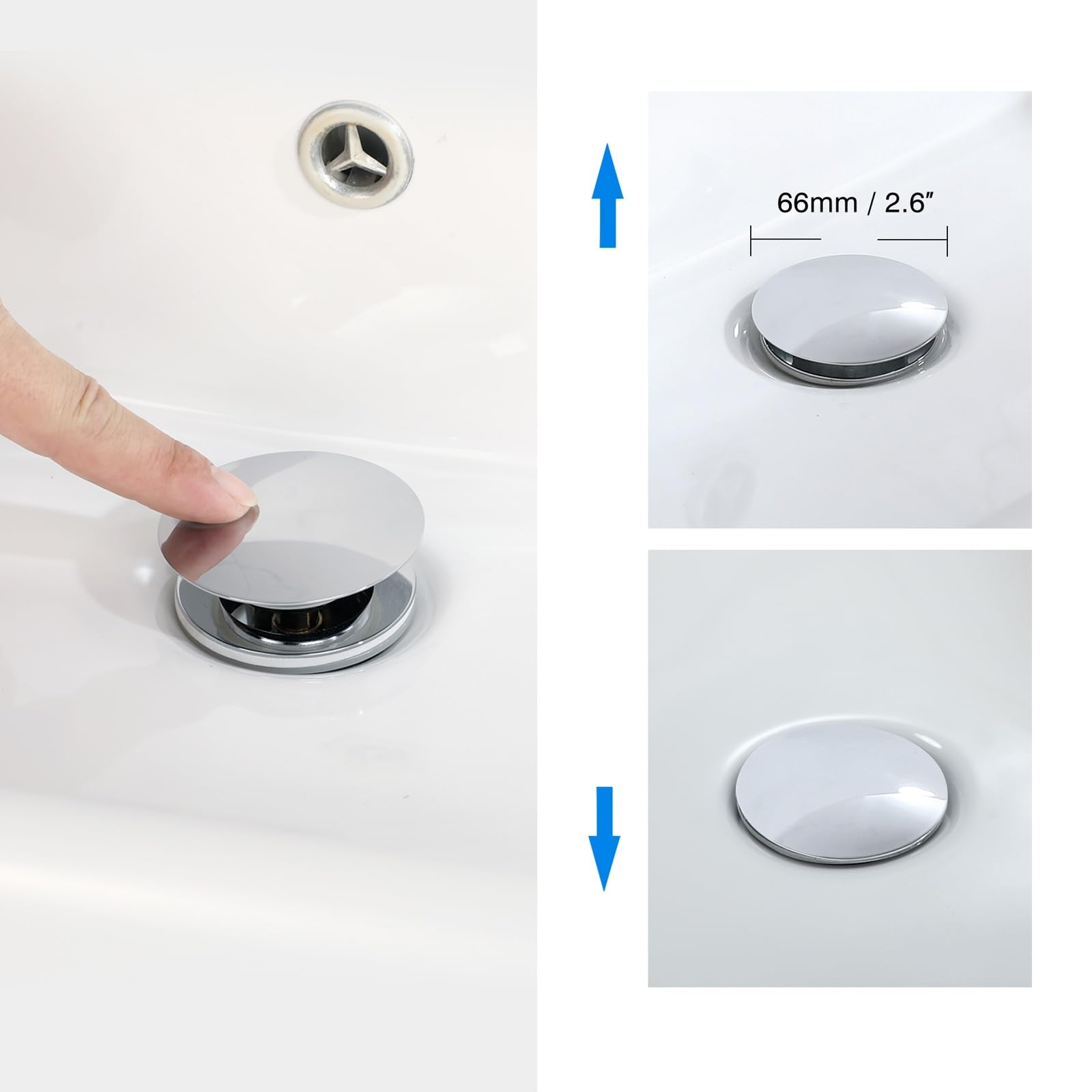 Pop Up Drain Stoper with Overflow for Bathroom Sink with overflow,Chrome Finished
