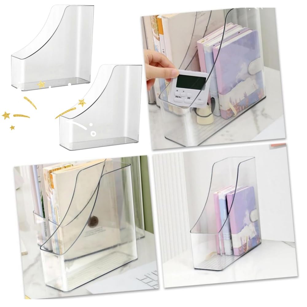 Ljxyloog 2 Pcs Acrylic Magazine File Holder, Desk Document Sorter Organizer for Home Office School Work Desktop Supplies