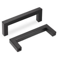 Gobrico 15 Pack Square Corner Bar Kitchen Cabinet Door Handles, Matte Black Stainless Steel Drawer Pulls for Bathroom and Bedroom, Cupboard Handles Hole Centers 90mm