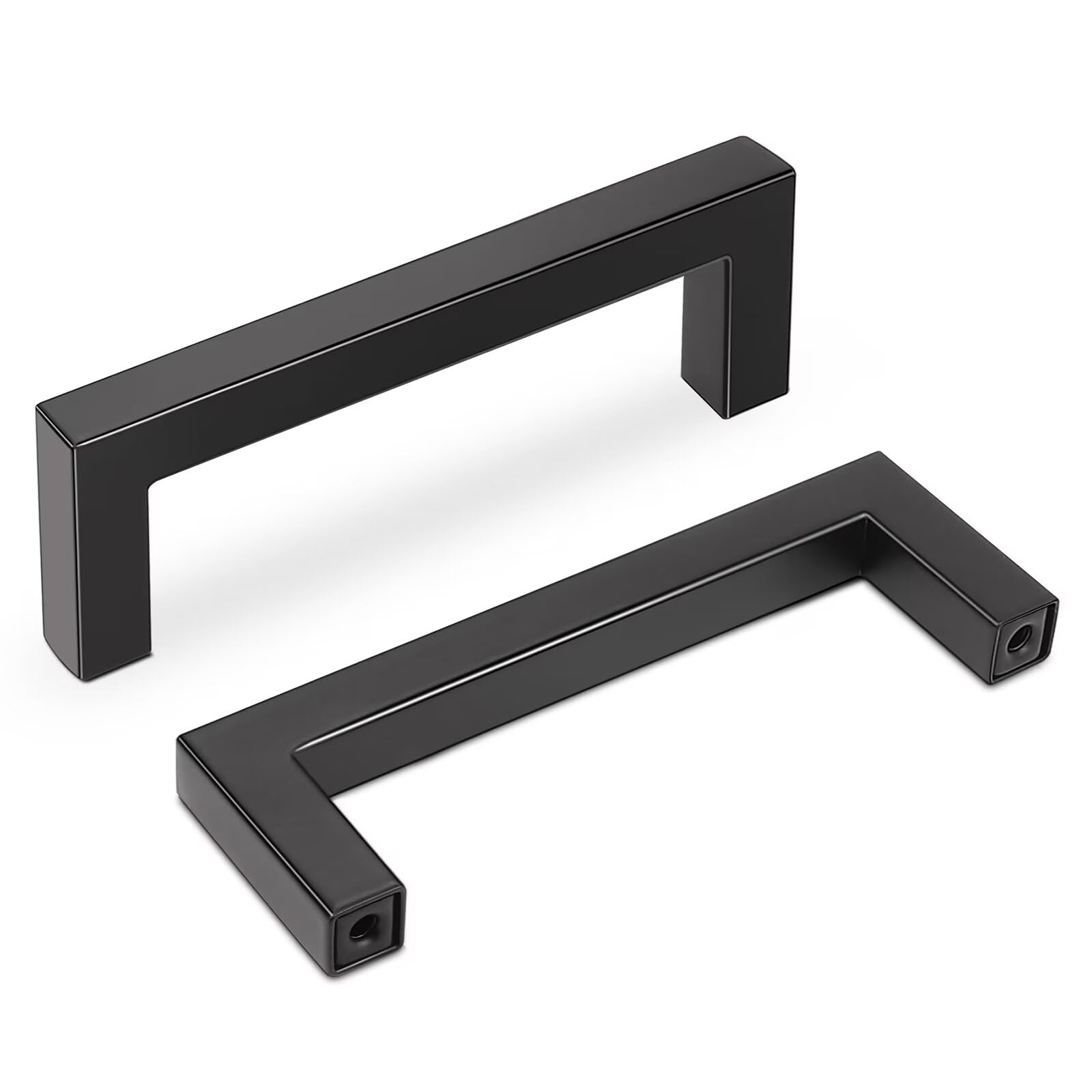 Gobrico 15 Pack Square Corner Bar Kitchen Cabinet Door Handles, Matte Black Stainless Steel Drawer Pulls for Bathroom and Bedroom, Cupboard Handles Hole Centers 90mm