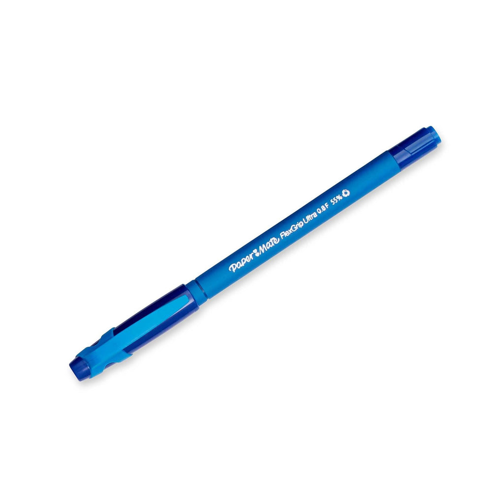 Paper Mate FlexGrip Ultra Ballpoint Pens, Fine Point (0.8 mm), Blue, 12 Count