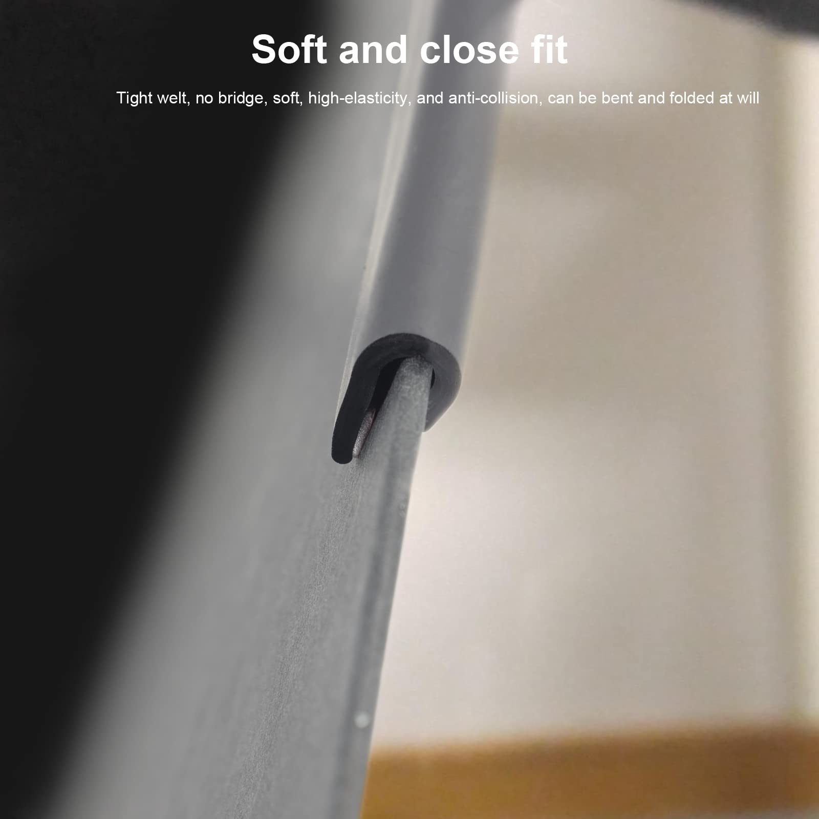 Edge Trim-Rubber U Channel Length 9.8FEET with self-Adhesive Design for car Doors, Table Corners, etc (9.8FEET, BLACK)