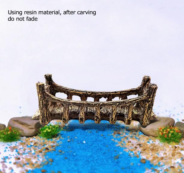 OrgMemory 5pcs Miniature Garden Accessories Set, DIY Landscape Bridge, Mini Pond Lawn Decor for Fairy Gardens, Terrariums, Model Train Scenes