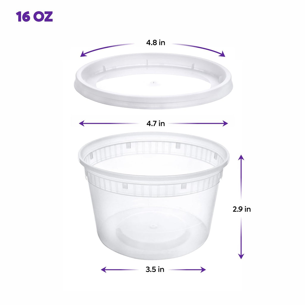 Pantry Value [16 oz. - 48 Sets] Deli Food Storage Containers with Airtight Lids
