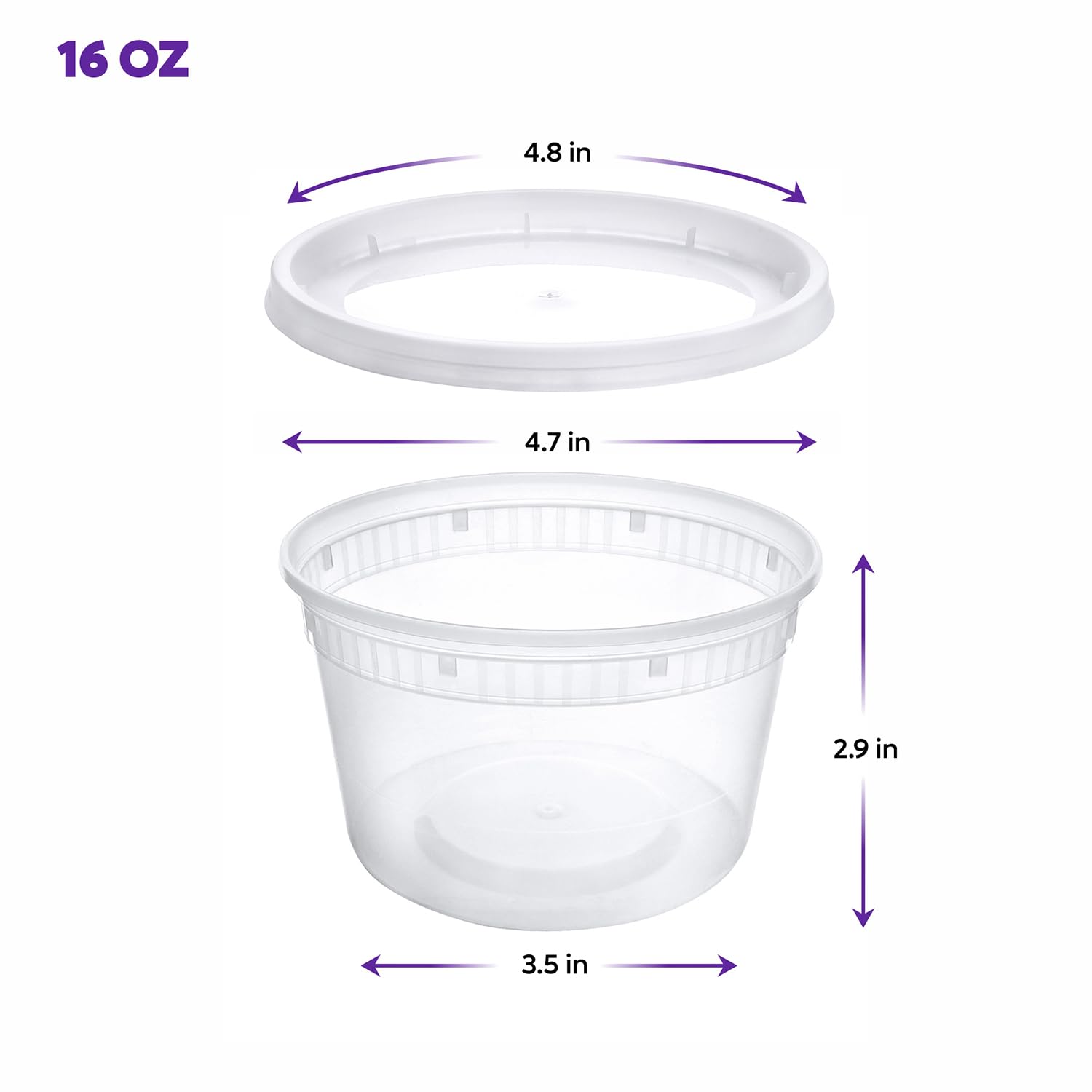 Pantry Value [16 oz. - 48 Sets] Deli Food Storage Containers with Airtight Lids